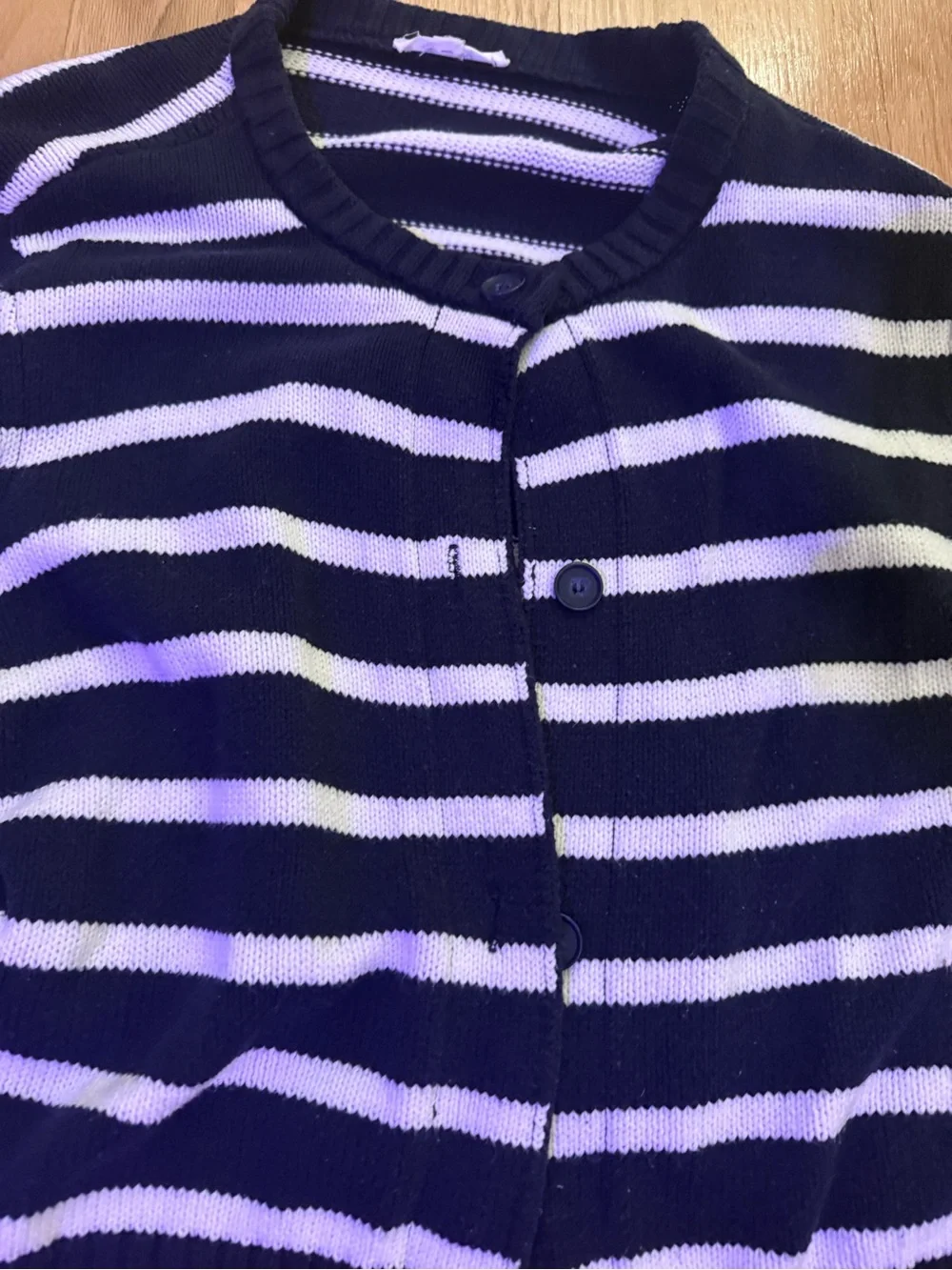Splendid navy and White Striped Cropped Cardigan
